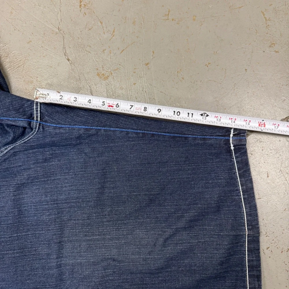 Y2K Evolution In Design‎ Denim Shorts Blue Rainbow Embroidered Baggy Jorts 44